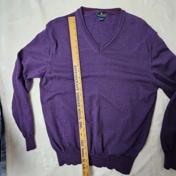 Toscano sweater mens large 100%  Merino wool Pullover  Purple made in Italy - Picture 4 of 11